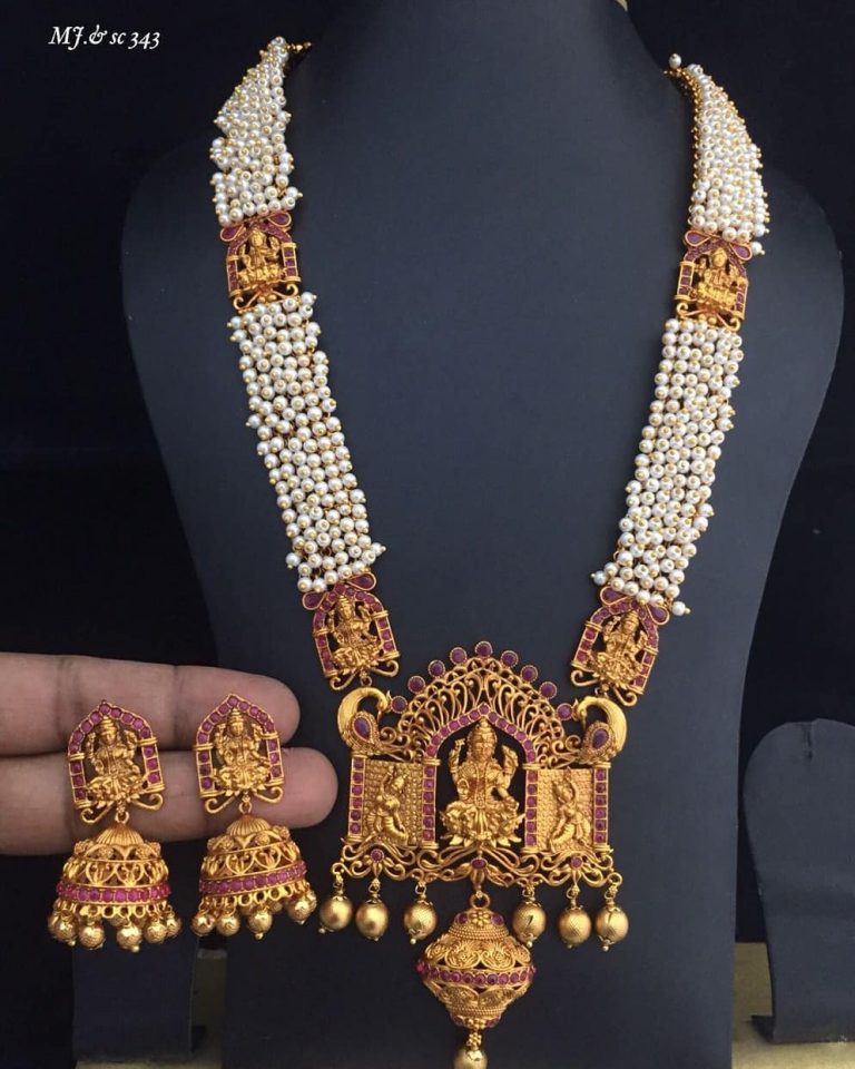 Attractive Pearl Temple Necklace From Dhruvam