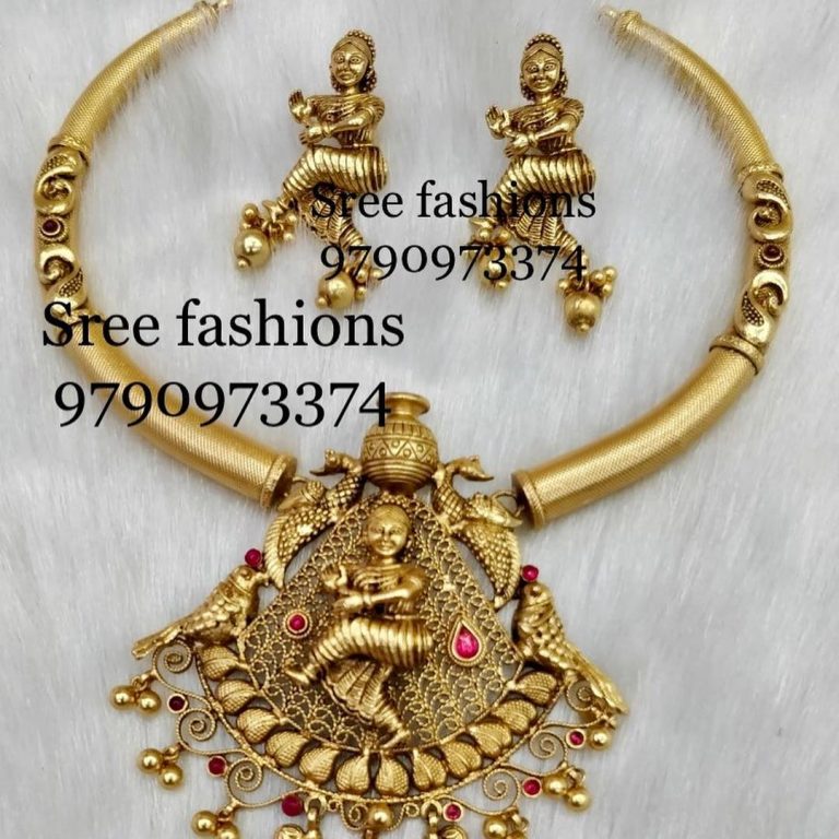 Ethnic Temple Necklace From Sree Exotic Silver Jewelleries