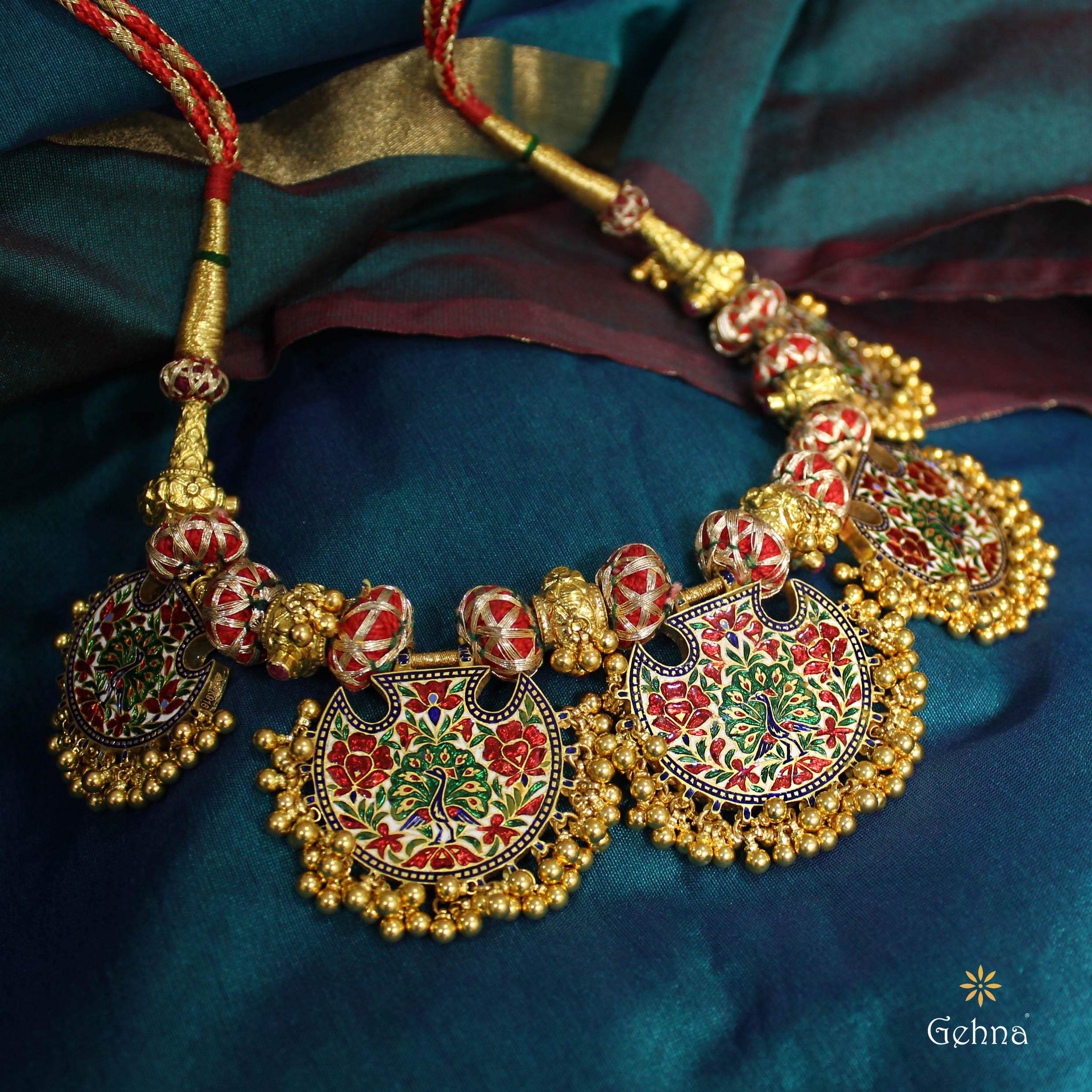 Gorgeous Gold Pankhi Necklace Set From Gehna India