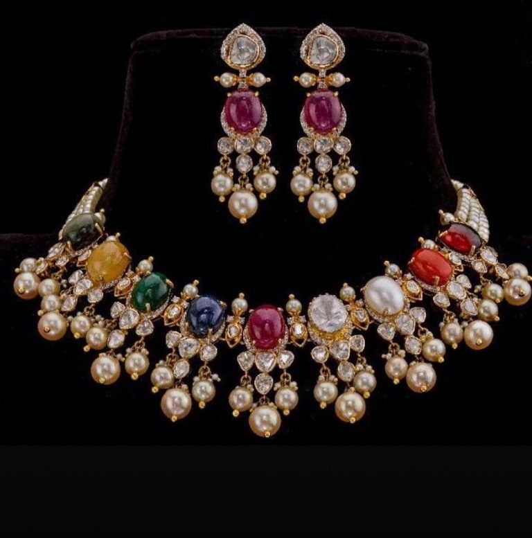 Navarathna Necklace Set From Aarni By Sharavani ~ South India Jewels