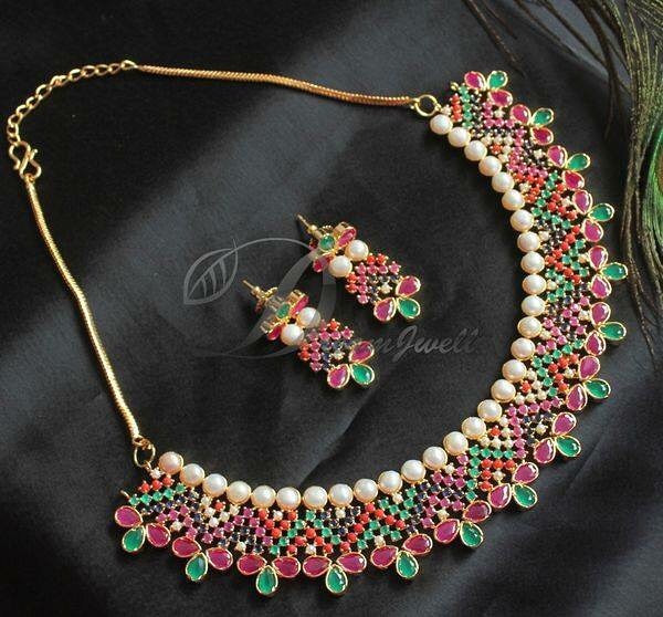 Pretty Navarathna Necklace Set From Dreamjwell