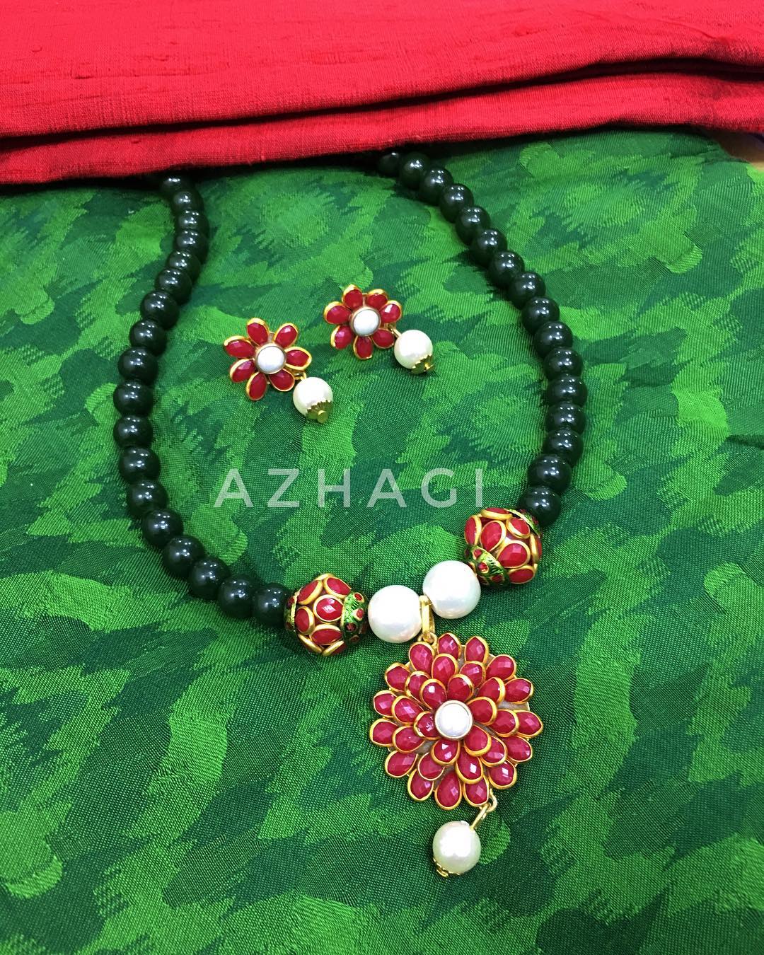 Beautiful Red Beads Necklace From Azhagi Beads