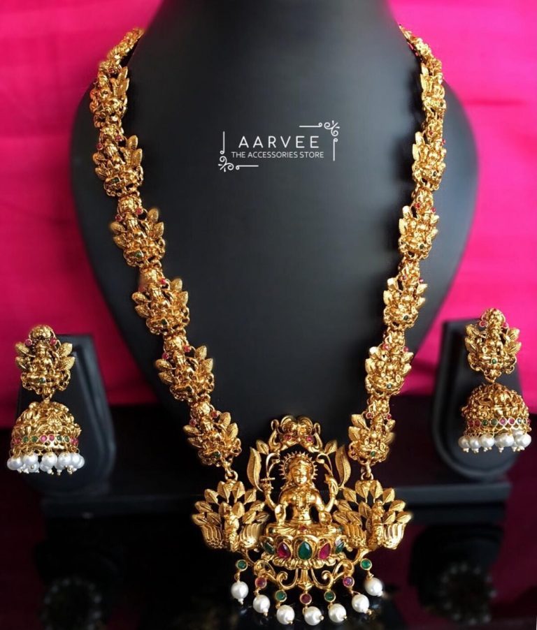 Classic Temple Long Necklace From Aarvee Chennai