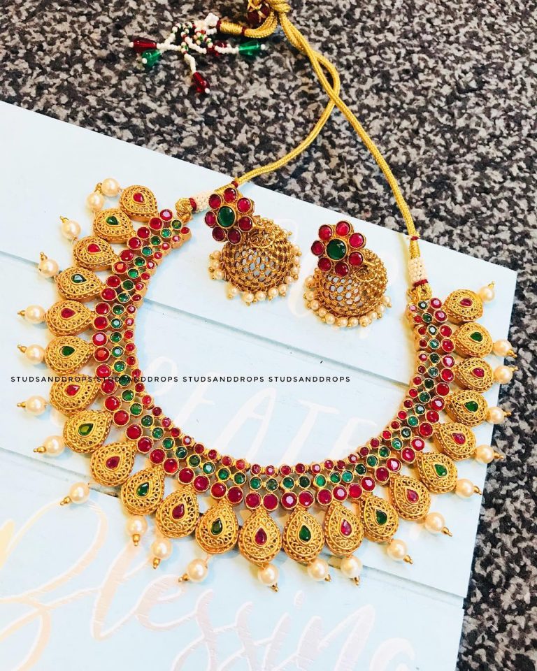 Intricate Designed Neckpiece From Studs And Drops