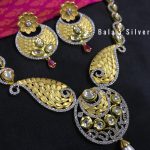 Stylish Silver Polki Necklace And Studs From Balaji Silvers
