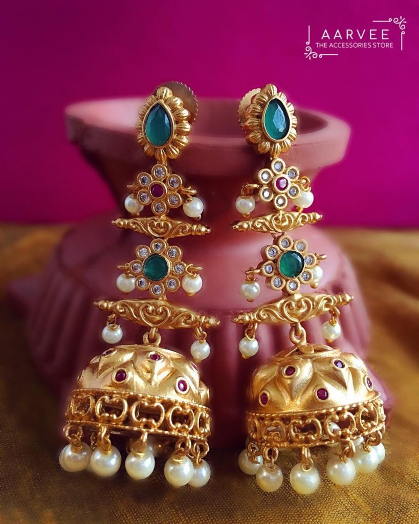 Antique Jhumka From Aarvee Chennai - South India Jewels
