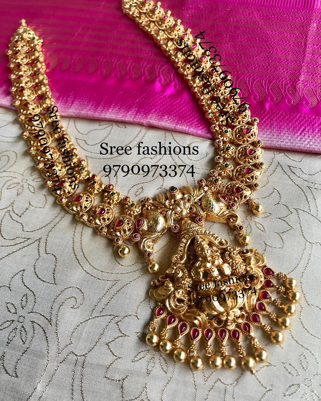 Attractive Gold Plated Silver Necklace From Sree Exotic Silver Jewelleries
