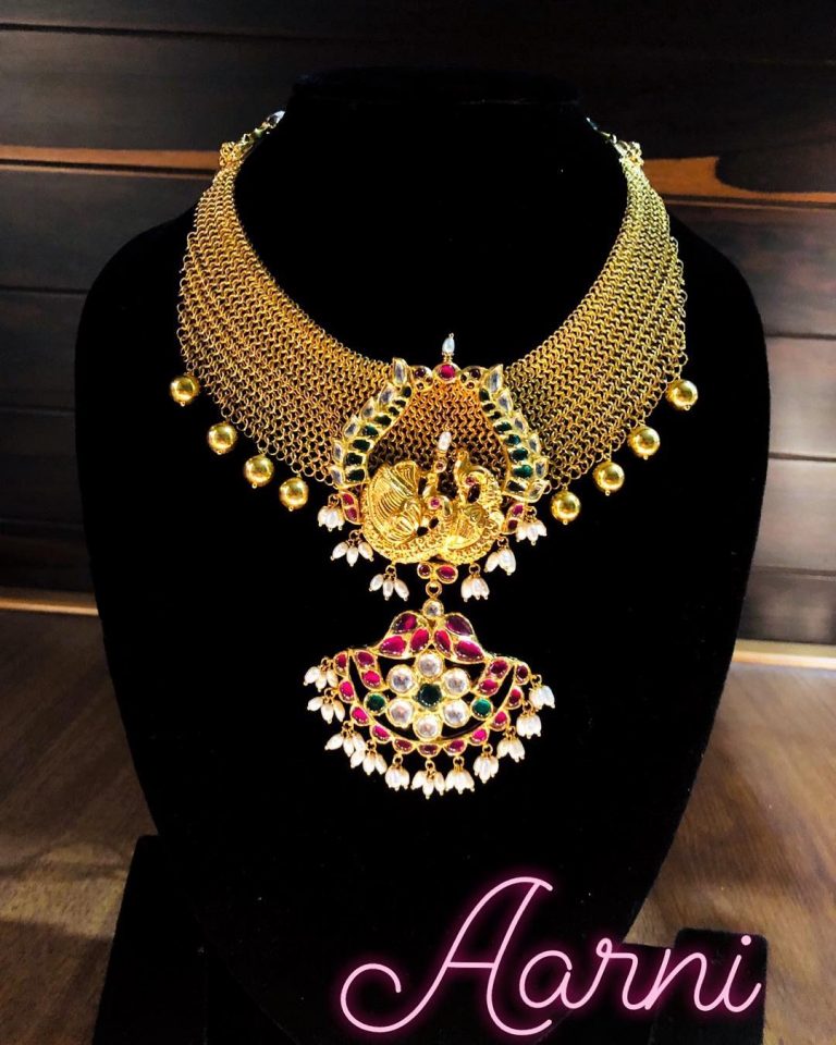 Decorative Gold Necklace From Aarni By Shravani