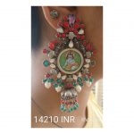 Handpainted Krishna With Corals Kundan And Turquoise Earring From Vasuki Silver Jewellery