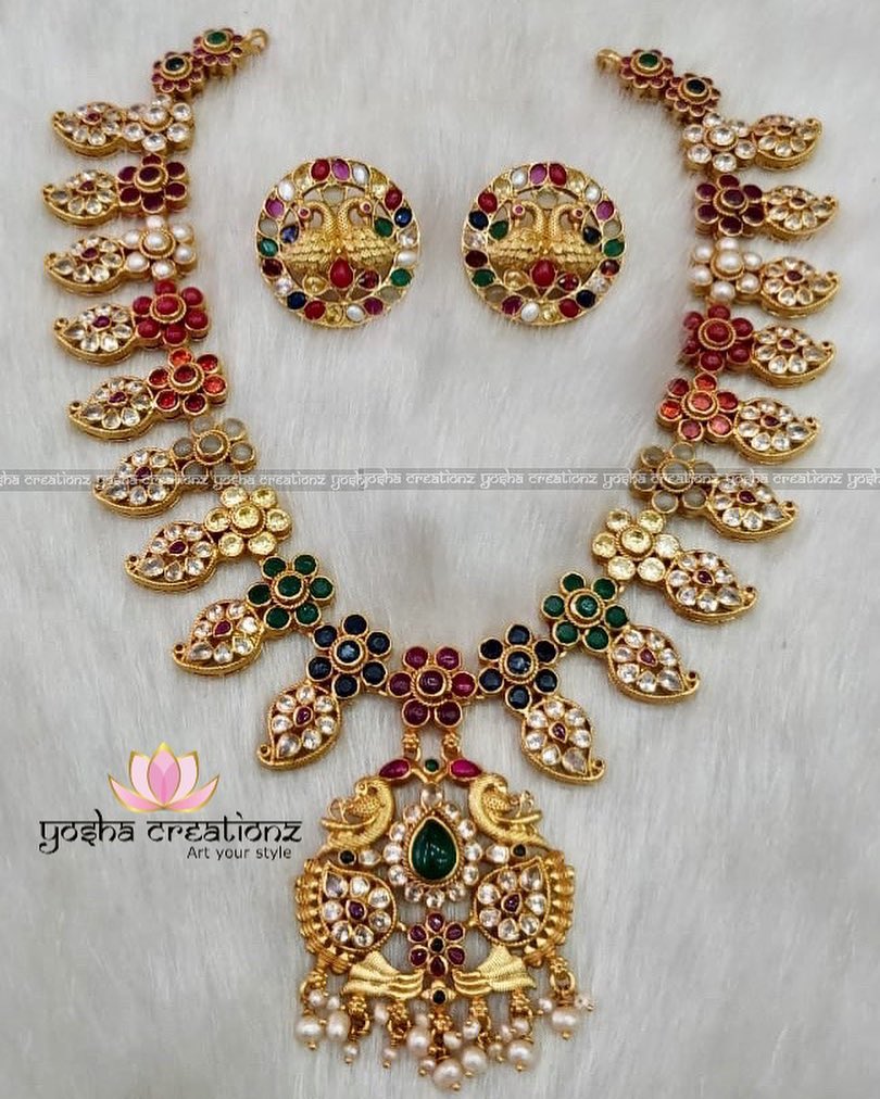 Mango Mala In Navaratna Style From Yosha Creations - South India Jewels