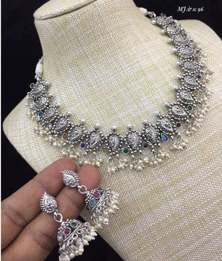 Stunning Silver Polished Necklace From Ethniq Diva