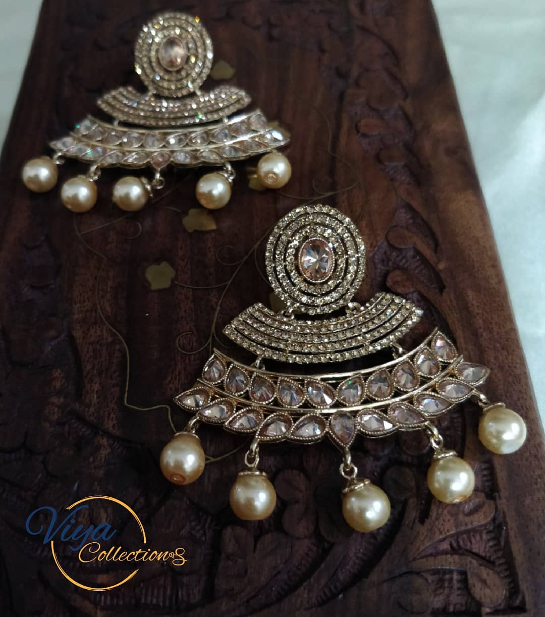 Chandbalis with golden stones From Viya Collection