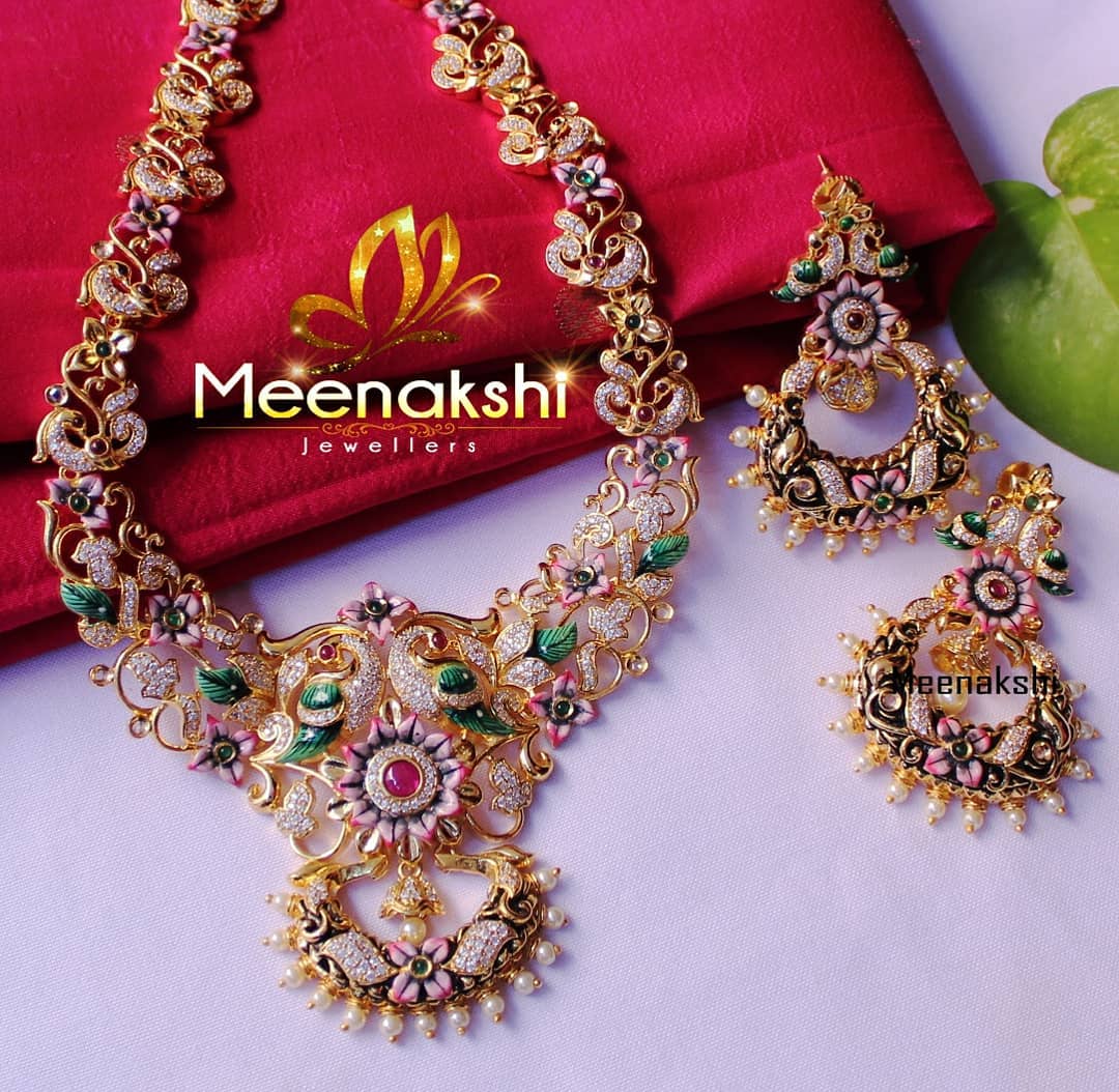 Colourful Necklace Set From Meenakshi Jewellers