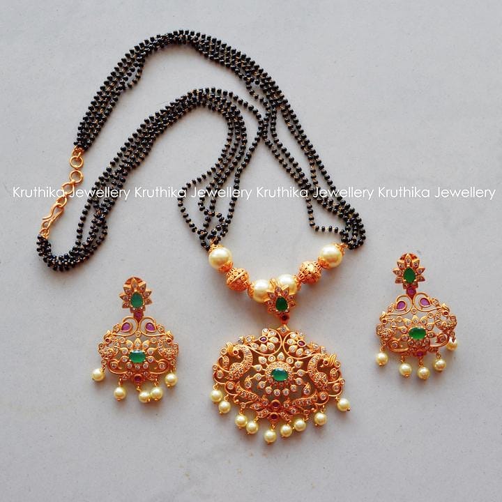 Ethnic-Black Beaded Necklace From Kruthika Jewellery