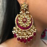 Kundan And Pearl Chand Bali With Ruby Stones From Suhana Art And Jewels