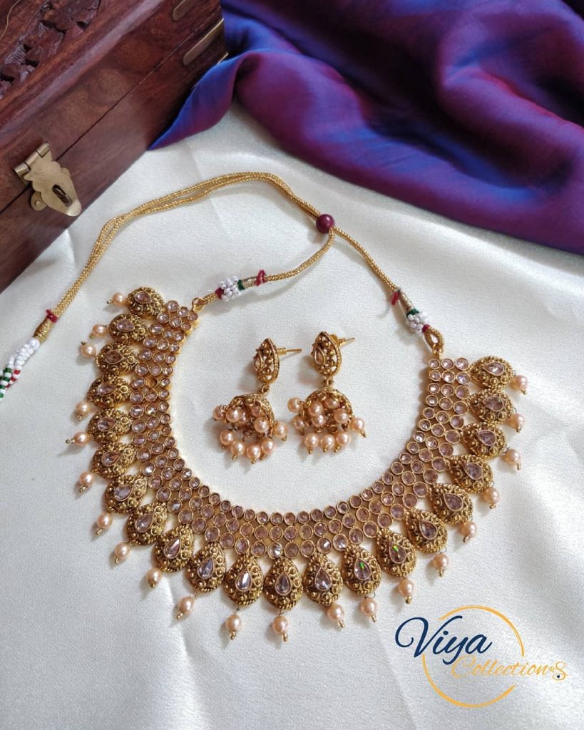 Extremely beautiful Rose Gold Stones Embedded Choker From Viya ...