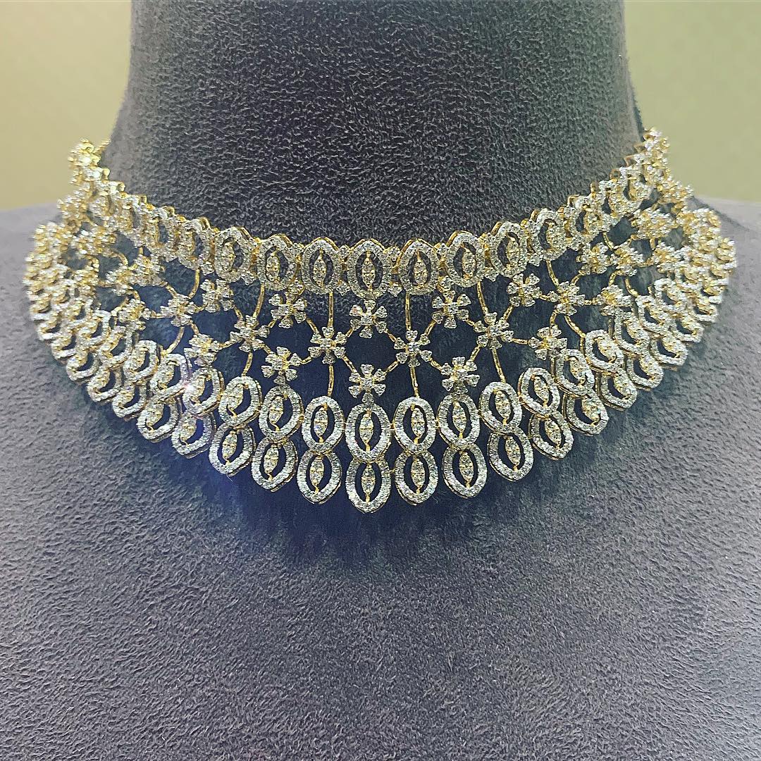 Classy Diamond Necklace From Psatyanarayansons