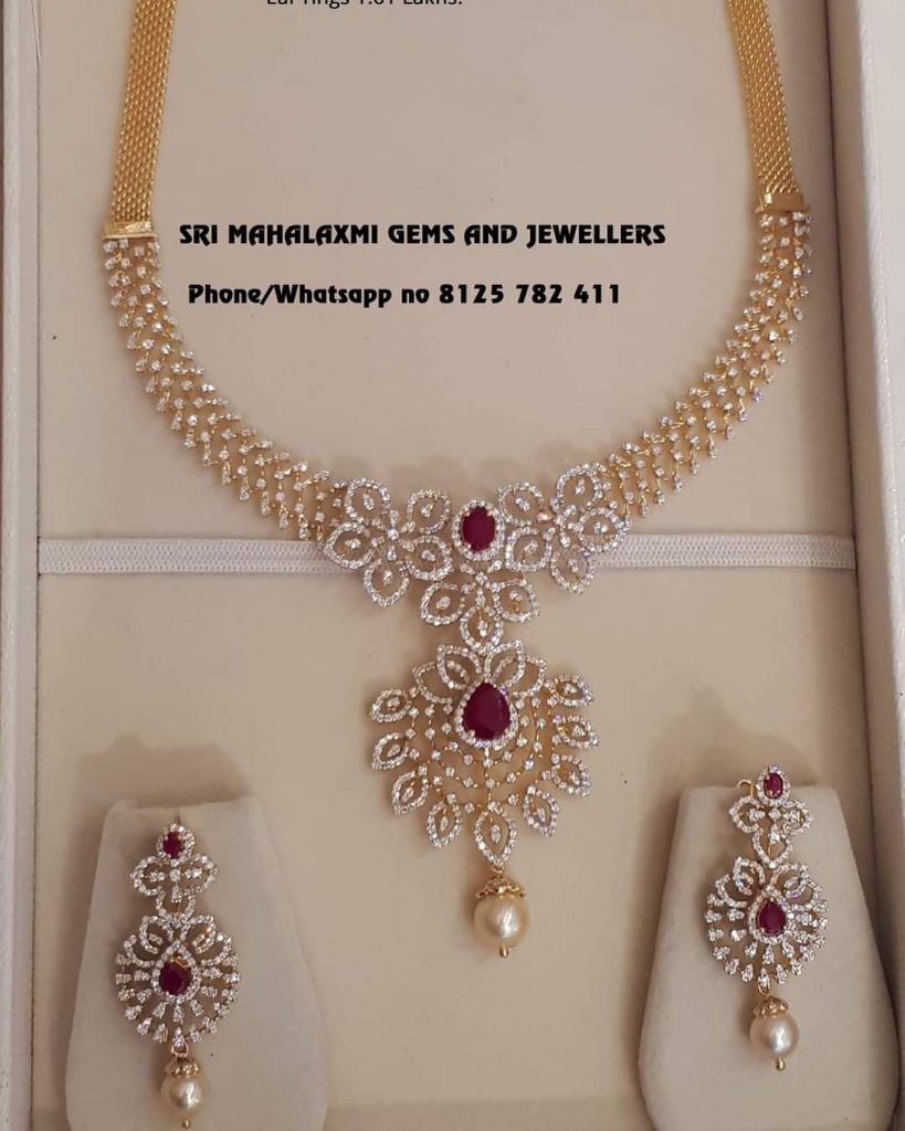 Delightful Diamond Necklace Set From Sri Mahalakshmi Gems And Jewels ...