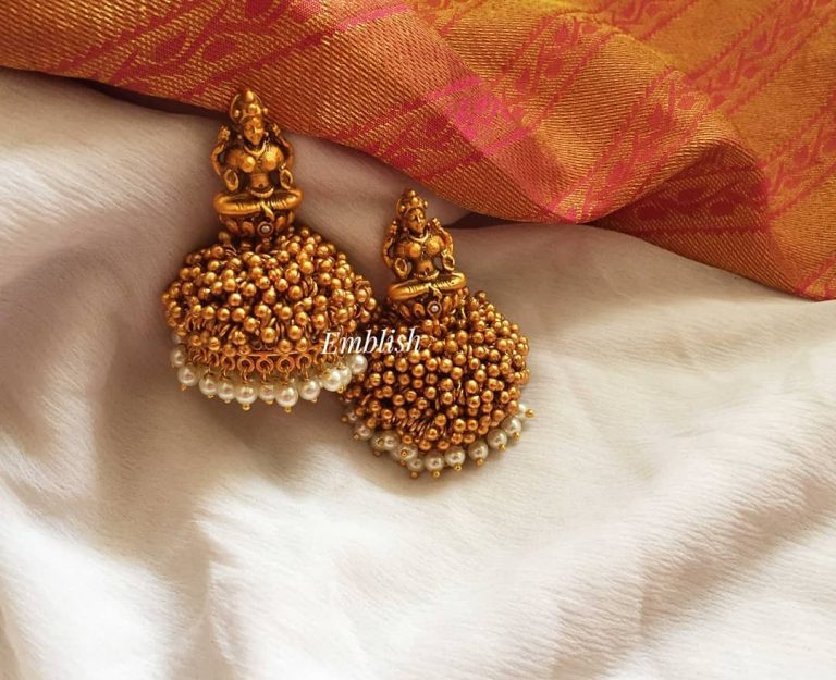 Lakshmi Gold Beads Jhumka From Emblish Coimbatore