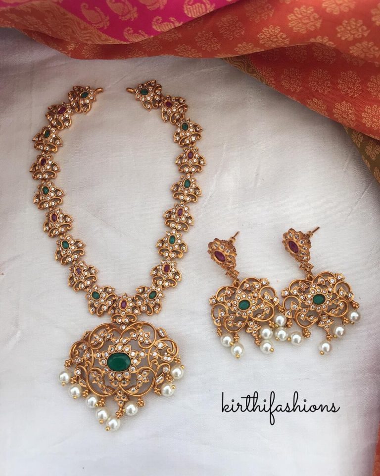 Matt AD Stone Necklace Set From Kirthi Fashions