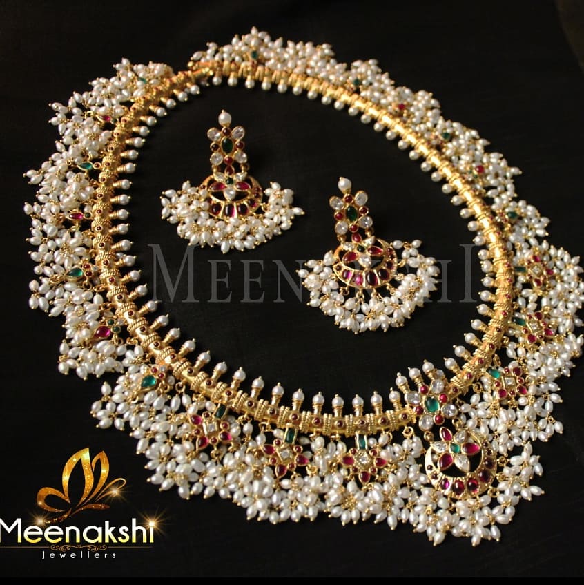 Stunning-Silver Necklace Set From Meenakshi Jewellers
