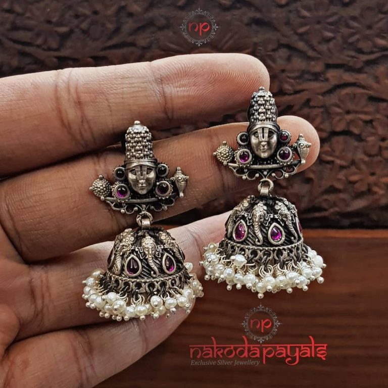 Stunning-Silver-Perumal-Jhumka From Nakodapayals