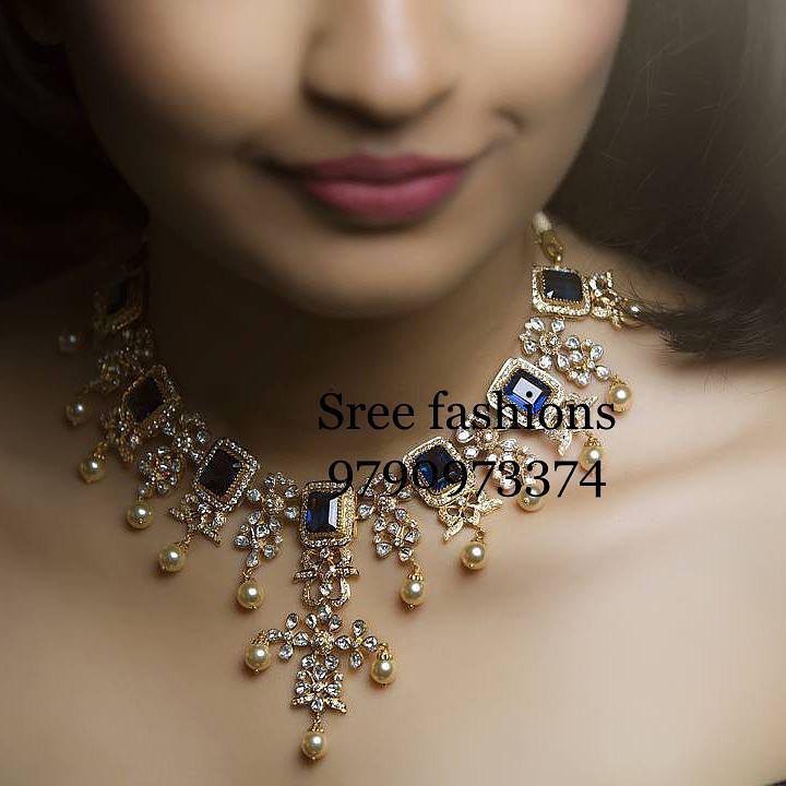 Stunning Stone Silver Necklace From Sree Exotic Silver Jewelleries