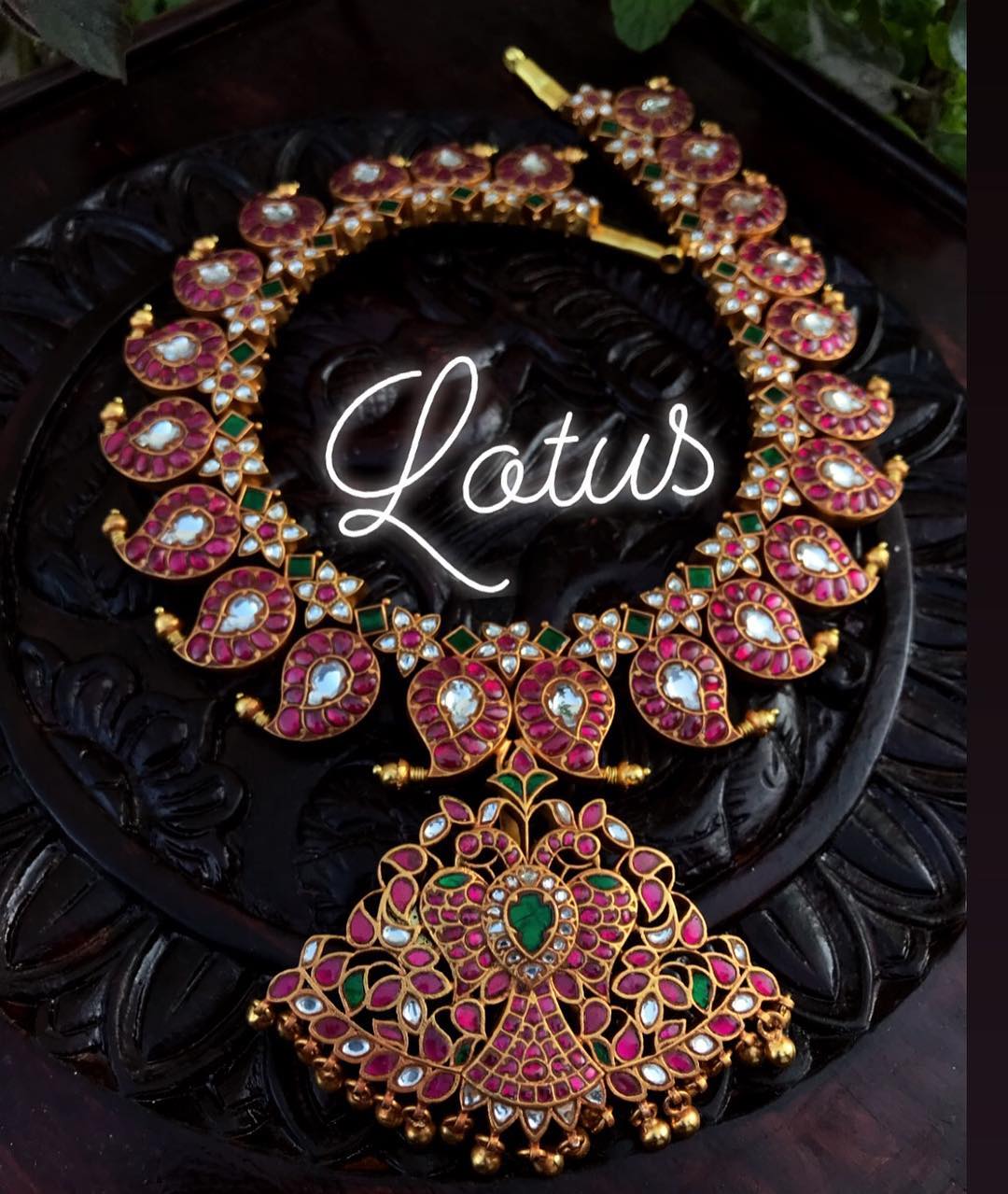 Exquisite Majestic Kundan Royal Mango Necklace From Lotus Silver Jewellery