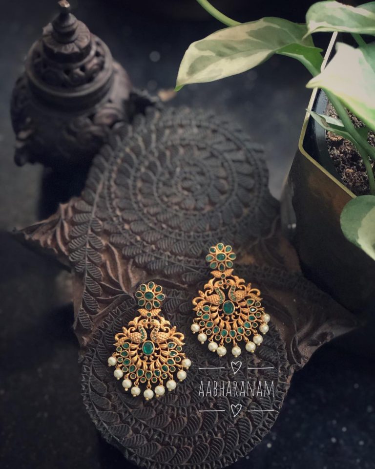 Green Mayil Earring From Abharanam