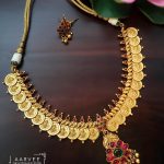 Lakshmi Coin Necklace With Kemp Pendant From Aarvee