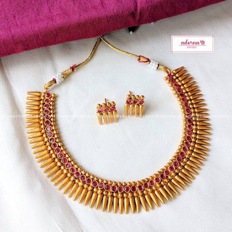 Matte Gold Spike Set From Adorna Chennai