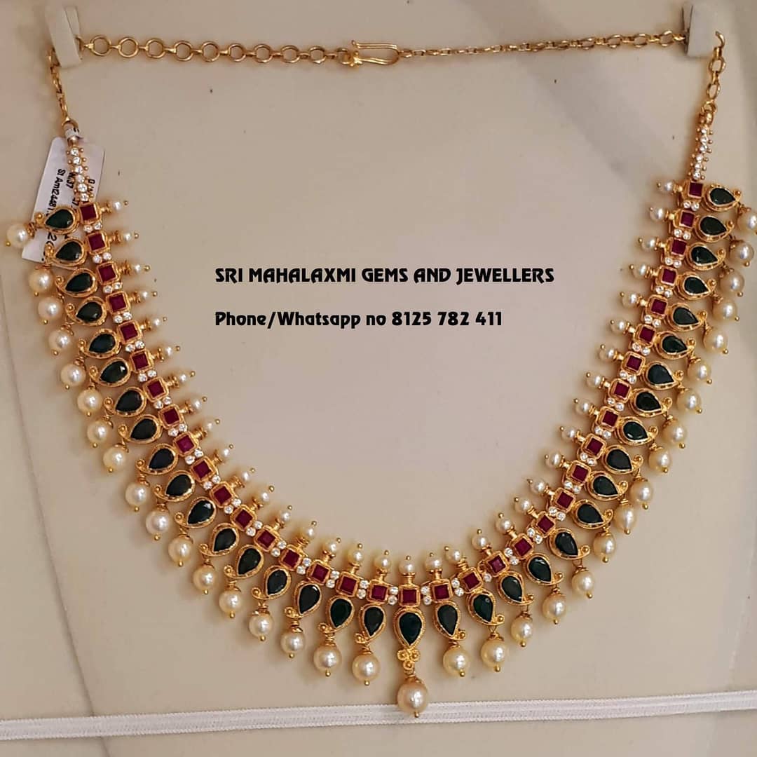 Pretty Gold Necklace From Sree Mahalakshmi Gems Jewelleries