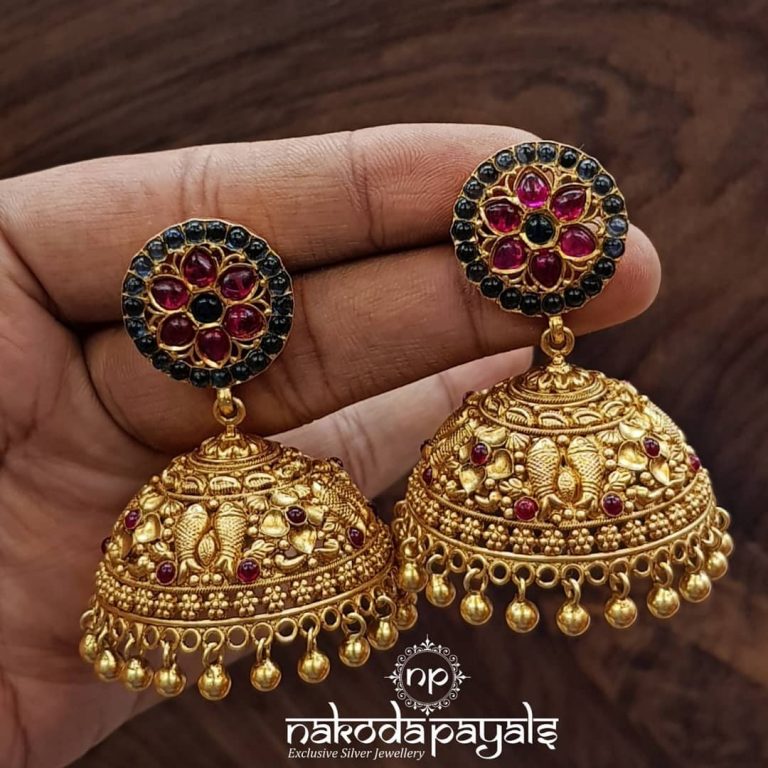 Pure SilverEarrings With 22k Gold Plating From Nakoda Payals - South ...