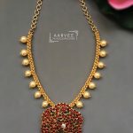 Simple Pearl chain with Kemp Flower Pendant From Aarvee Chennai