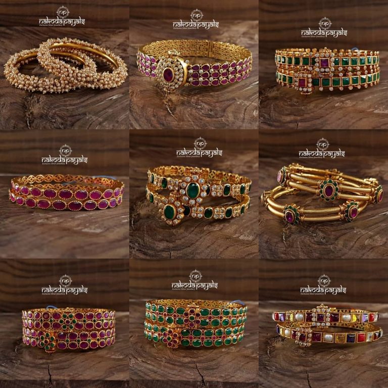 Pure Silver Gold Plated Bangles From Nakoda Payals