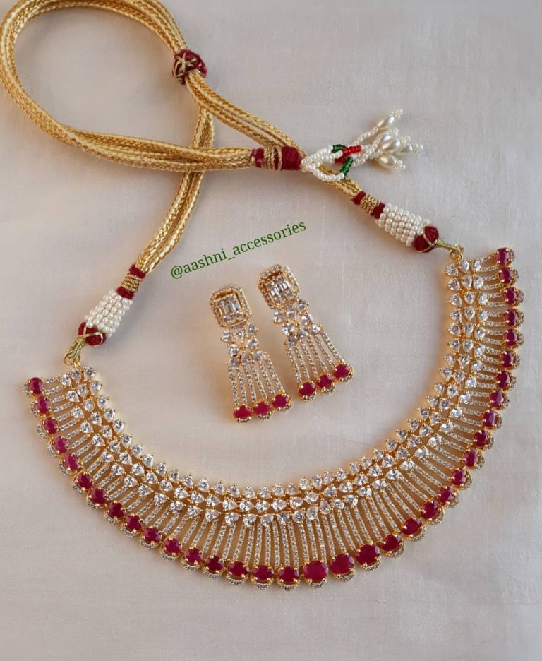 Red Stone Necklace From Aashni Accessories