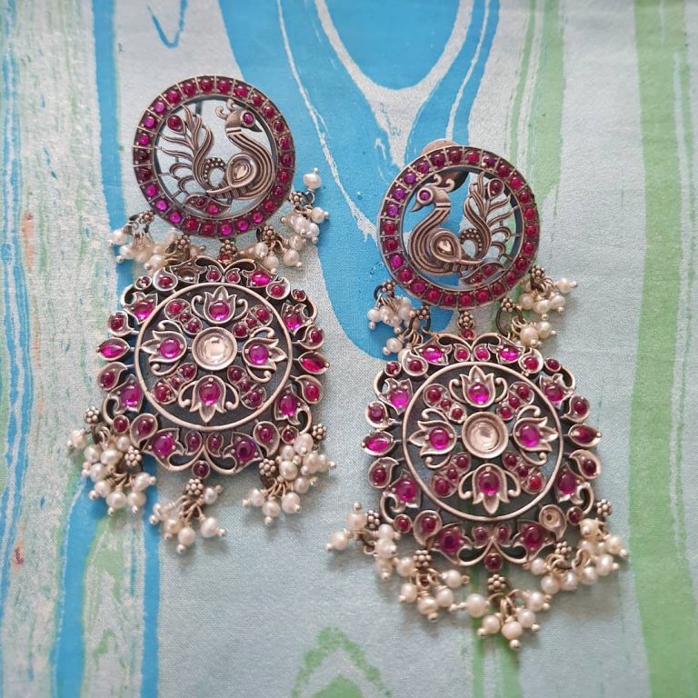 Beautiful Silver Peacock Earrring From Rajatamaya