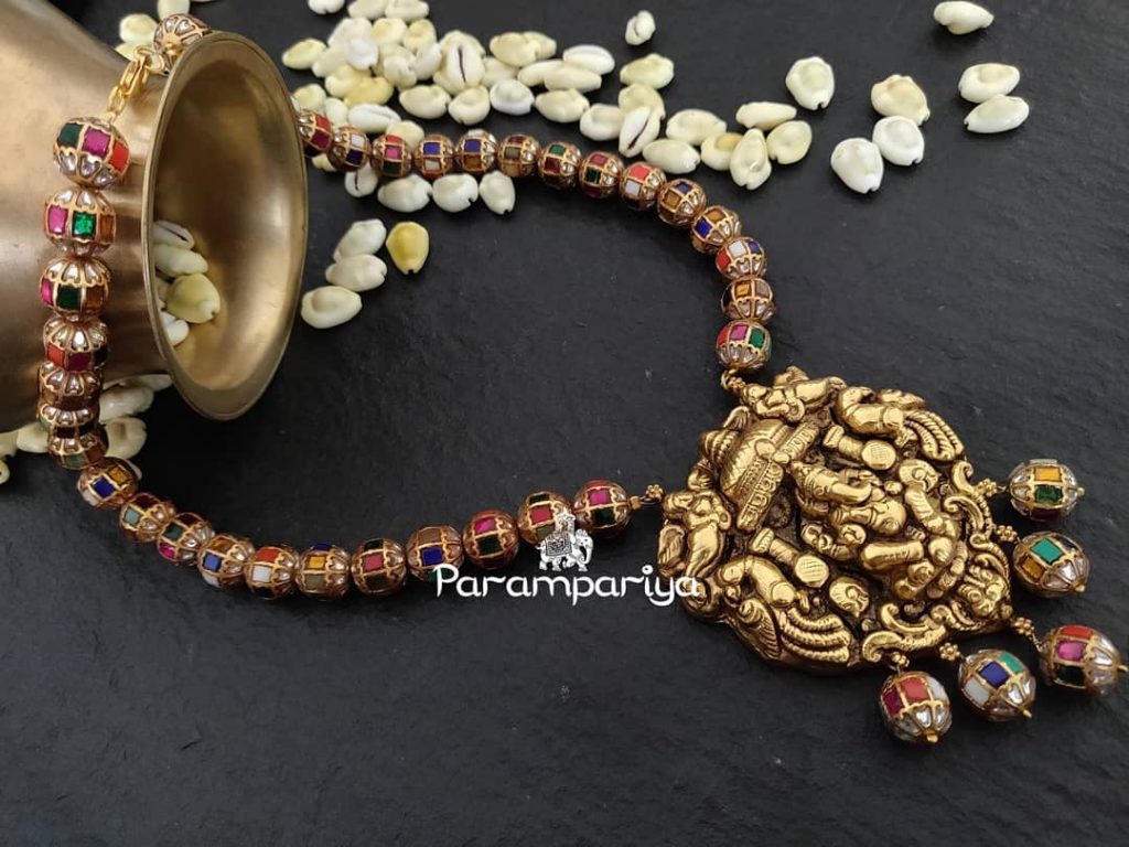 Cute Kundan Beaded Necklace From Parampariya