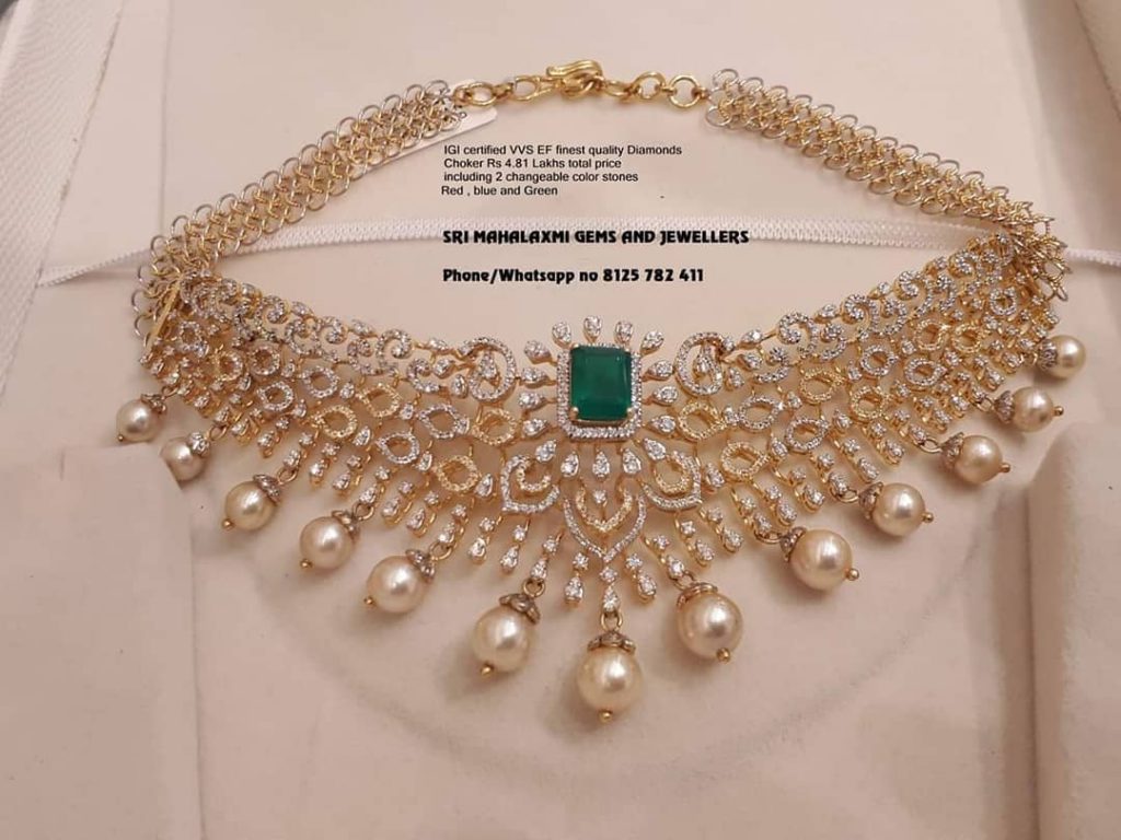 Stunning Gold Stone Necklace From Sri Mahalakshmi Gems And Jewellers