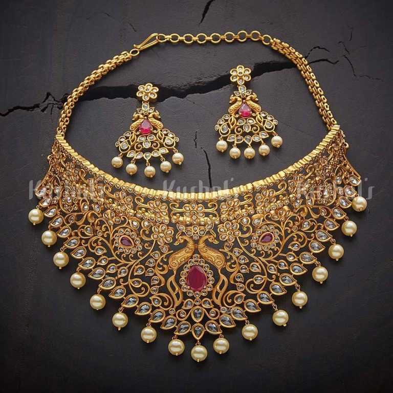 Fashionable Choker Set From Kushals Fashion Jewellery