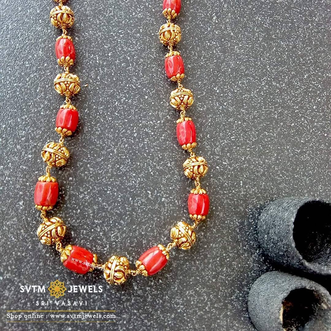 Pretty Beaded Necklace From SVTM - South India Jewels