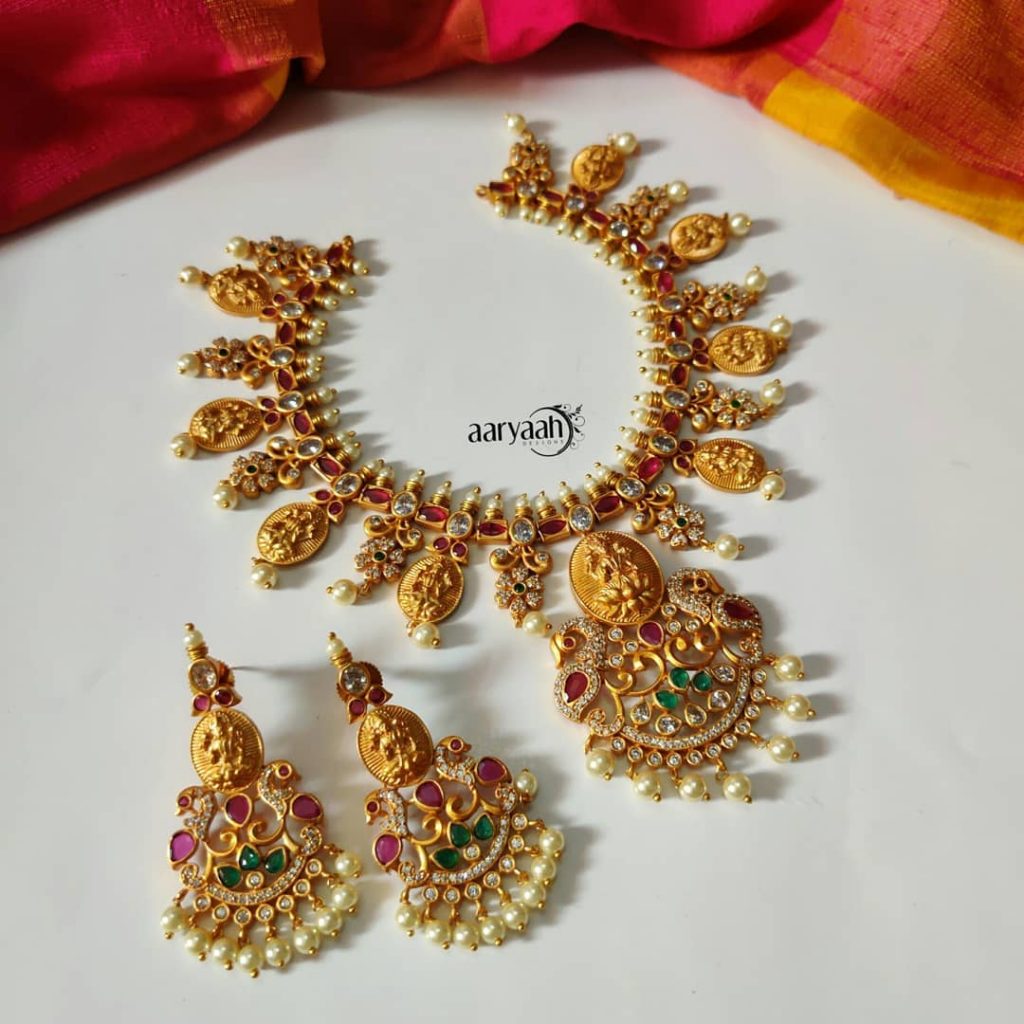 Adorable Laxmi Necklace Sets From Aaryaah Designs