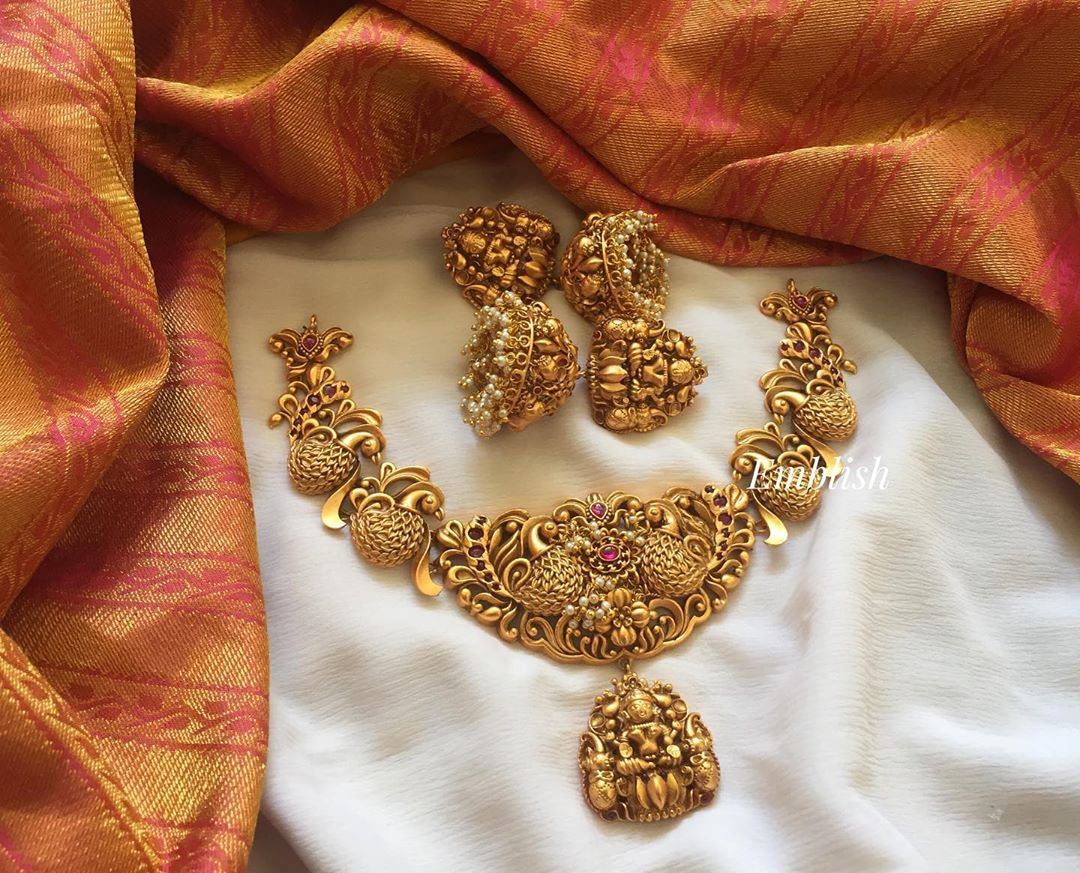 Bridal Peacock Lakshmi Choker Set From Emblish - South India Jewels