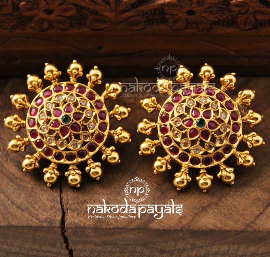 Pure Silver Gold Polish Earrings From Nakoda Payals