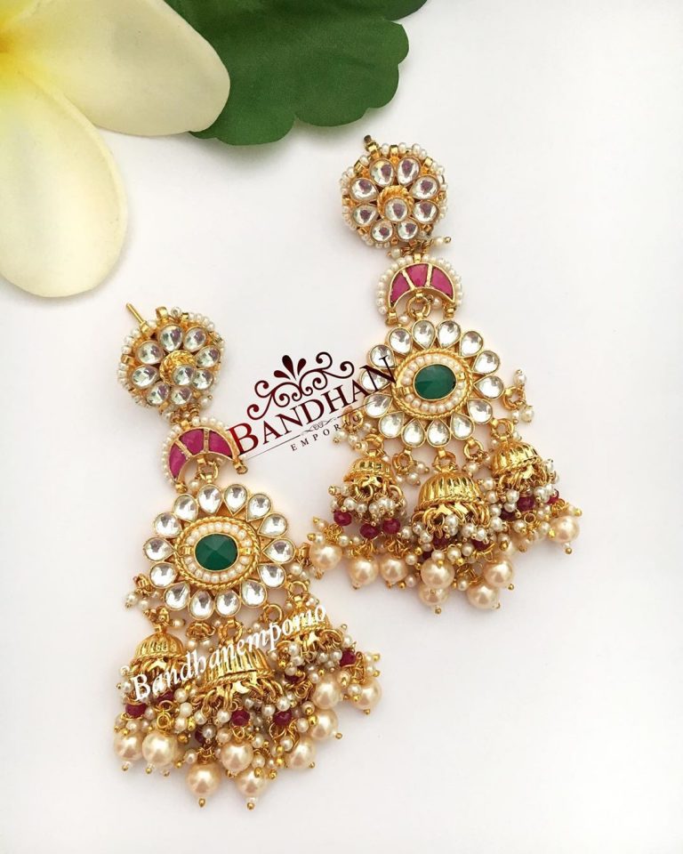 Royal Gold Plated Kundan Chandbali From Bandhan