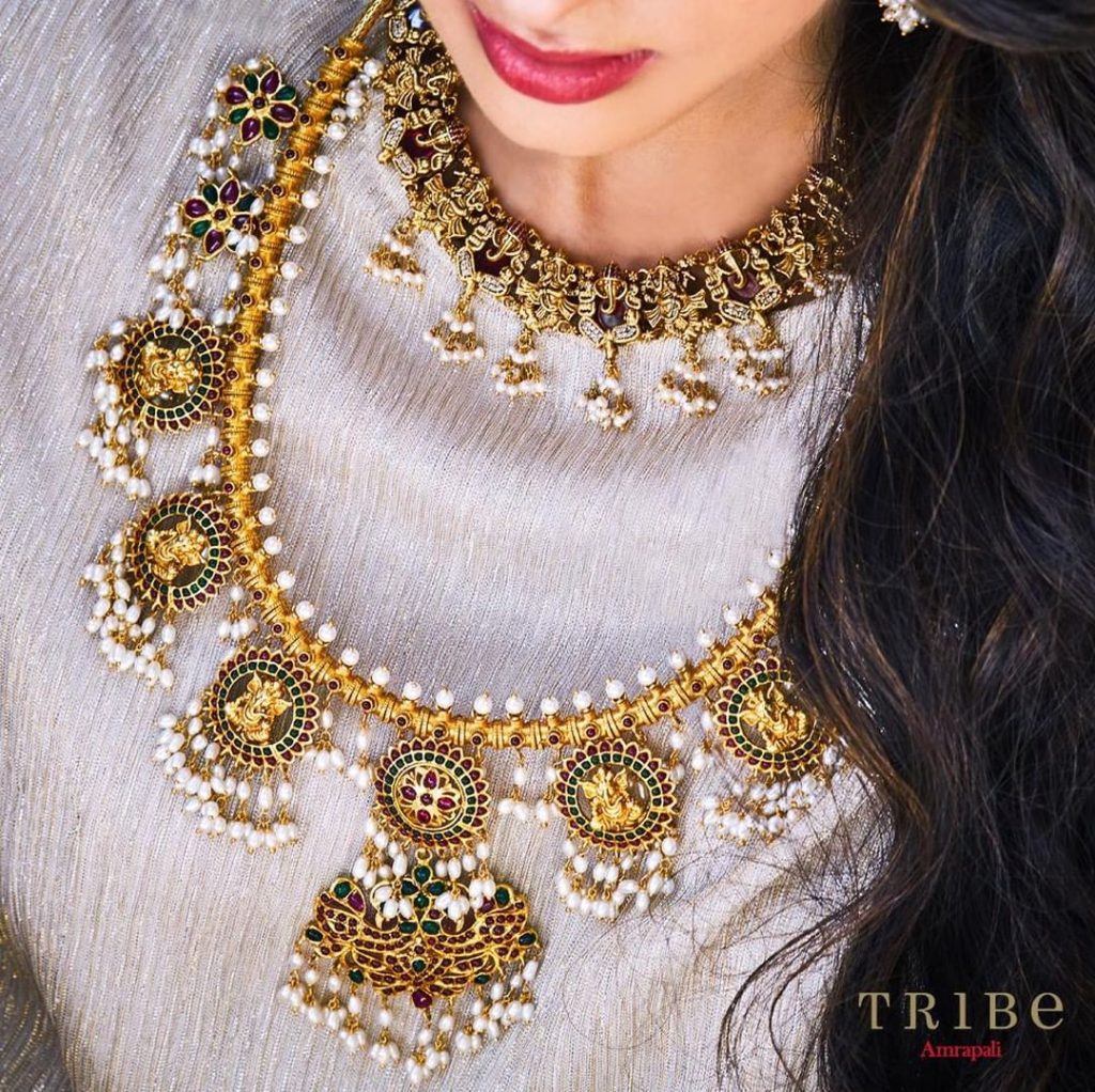 Ganesha Flower Temple Necklace From Tribe By Amrapali
