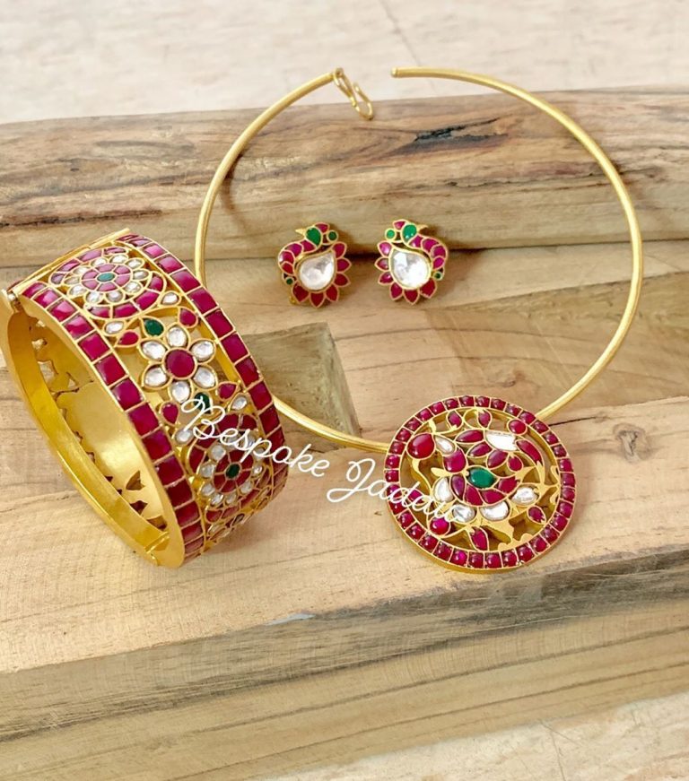 Simple Kundan Necklace Set From Bespokejadu