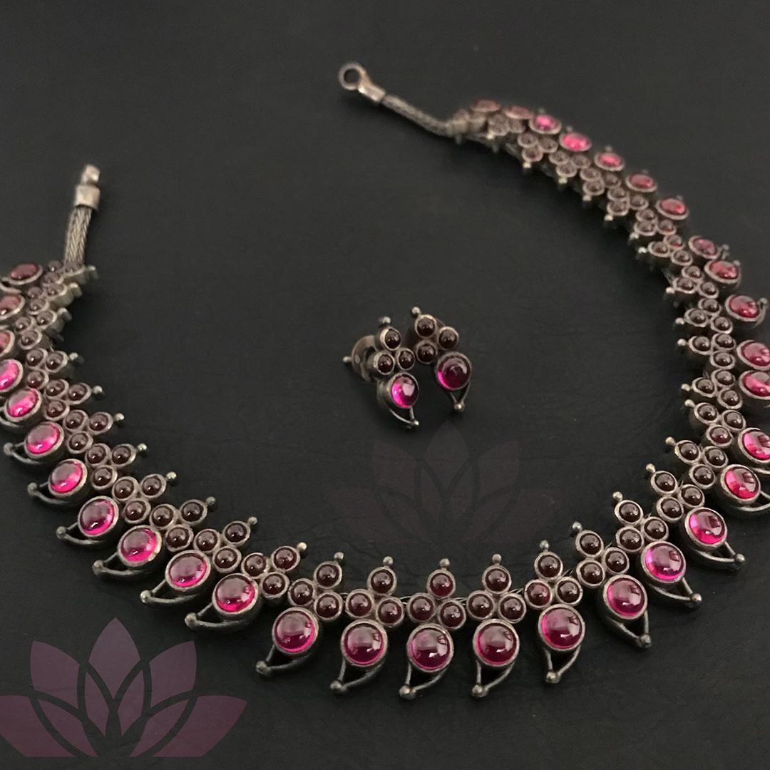Stylish Silver Necklace From Prade Jewels ~ South India Jewels
