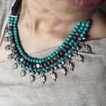 Turquoise Blue Three Layered Neck Chain From Thulika