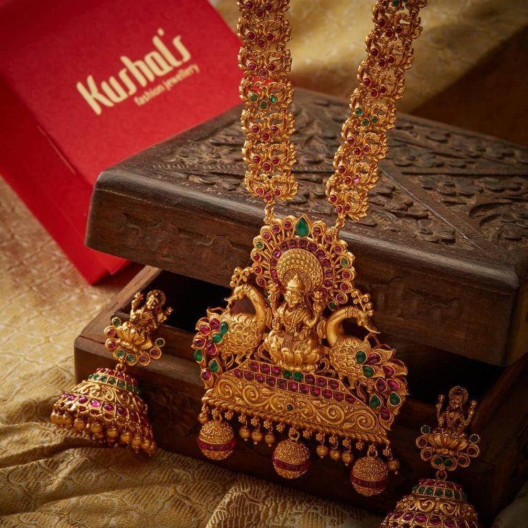 Unique Temple Necklace Set From Kushal's Fashion Jewellery - South 